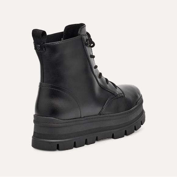 UGG SIDNEE BLACK WATERPROOF LEATHER COMBAT SHORT BOOTS SIZE US 8 WOMEN - Picture 7 of 10